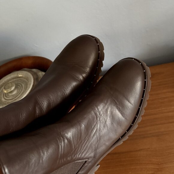 Freda Salvador Brooke Rain Resistant Dark Brown Leather Chelsea Boots 8.5 - Picture 6 of 10